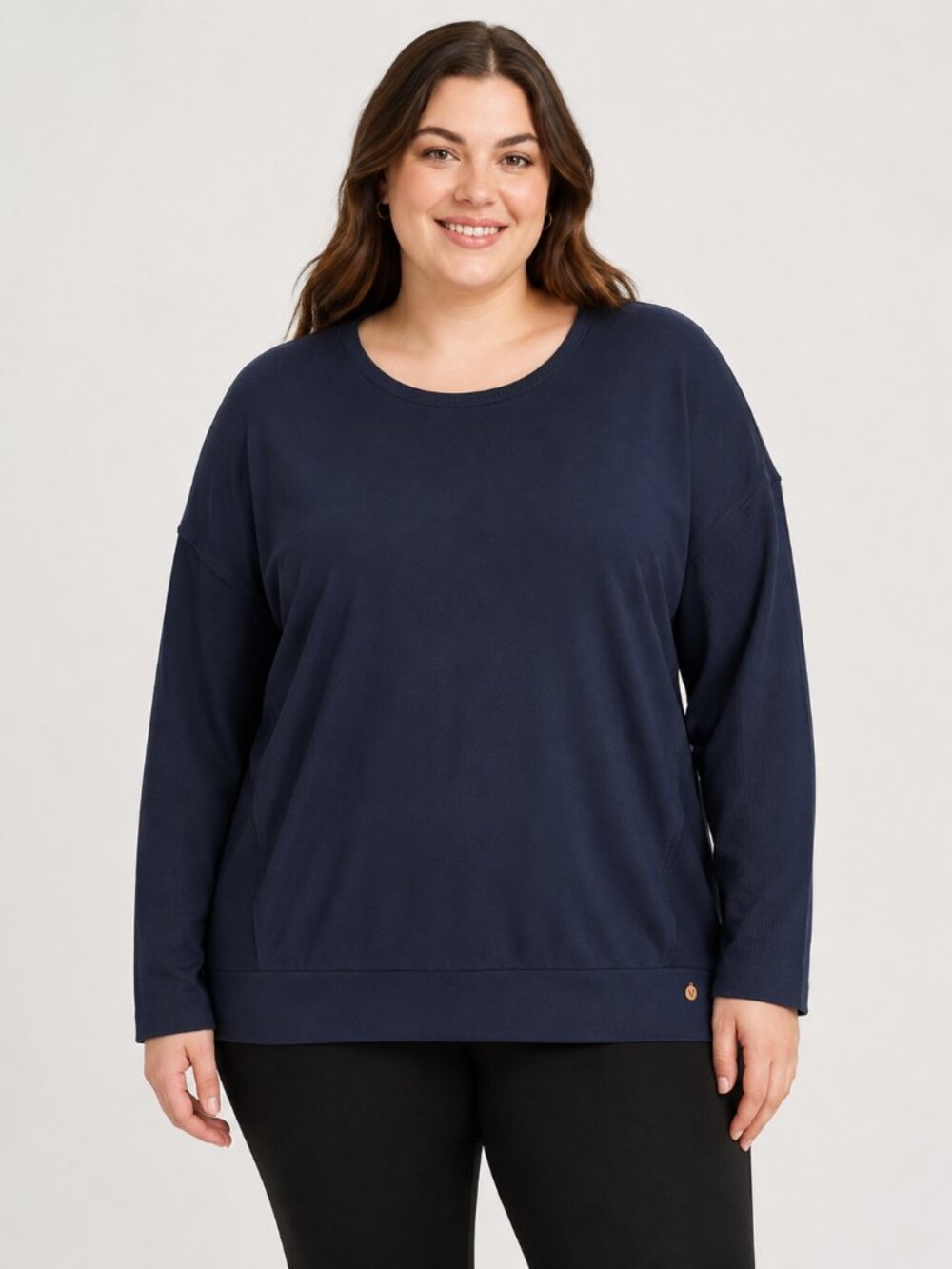 LIVI Active Lane Bryant Navy Ribbed Long Sleeve Top 14/16 1X